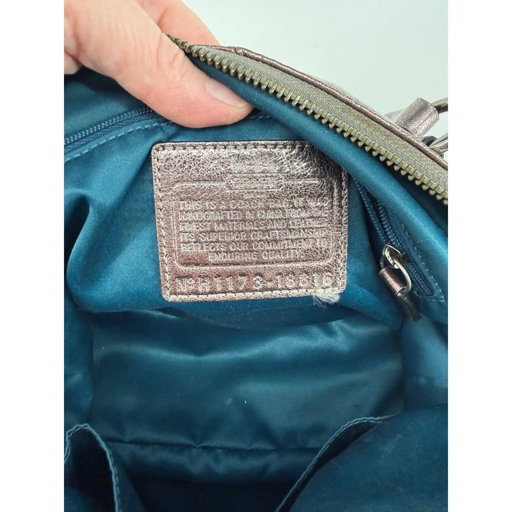 Coach Madison Sophia Satchel Metallic Pewter Leather Handbag 18610